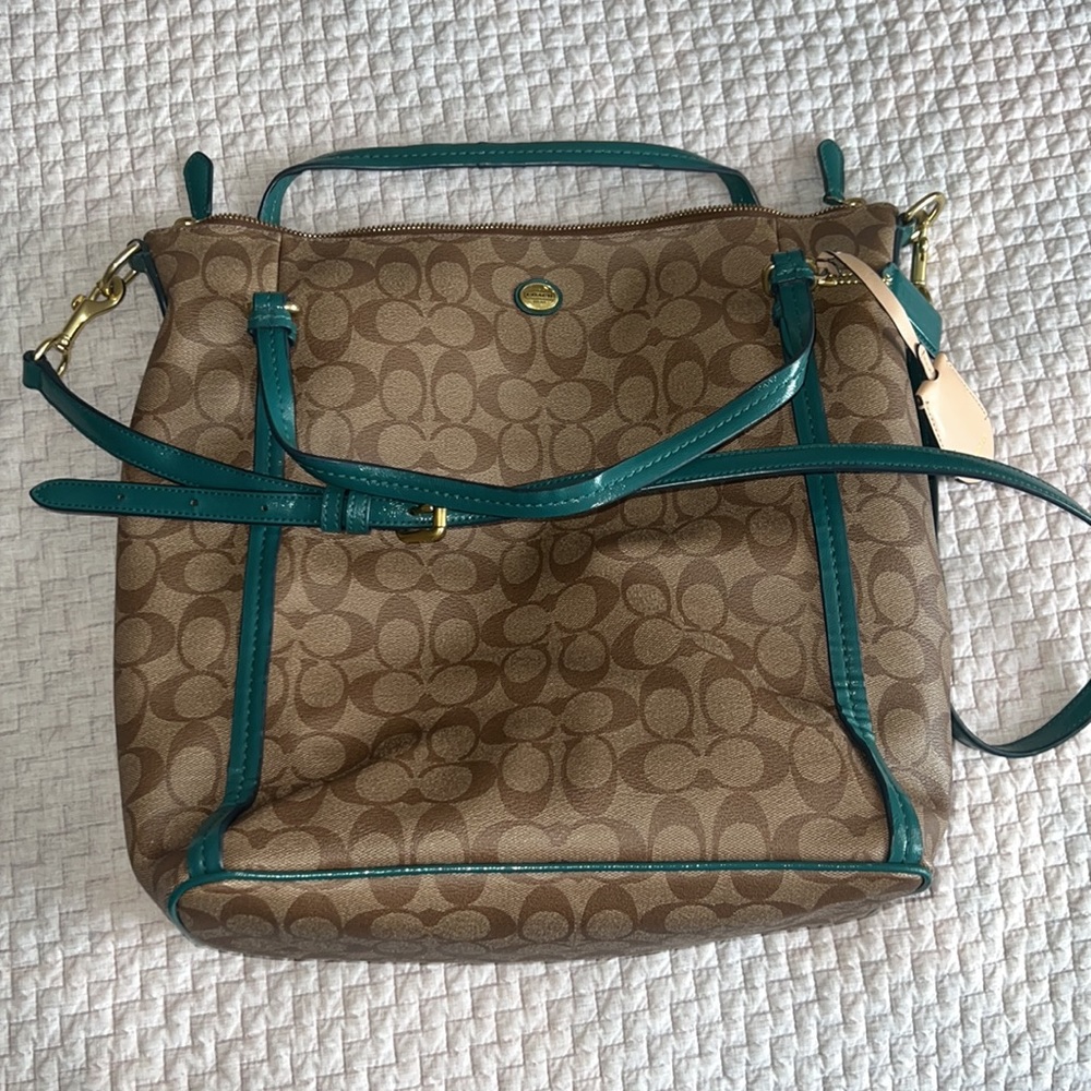 Coach Peyton Signature convertible bag jade/khaki